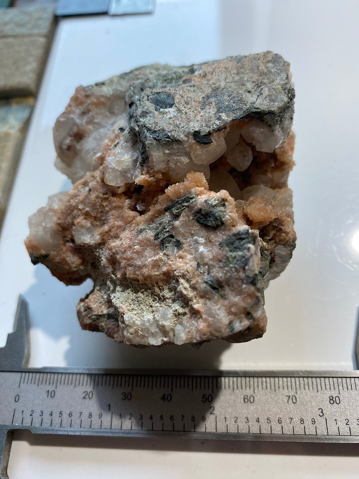 CHABAZITE WITH CALCITE [RARE SPECIMEN] : DEAN QUARRY, ST KEVERNE , CORNWALL 272g MF5154