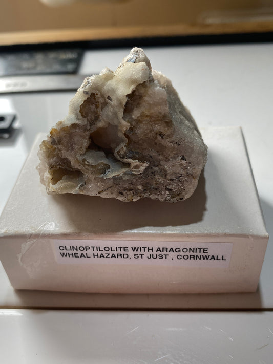 CLINOPTILOLITE WITH ARAGONITE - WHEAL HAZARD, BOTALLACK, CORNWALL  75g MF5157
