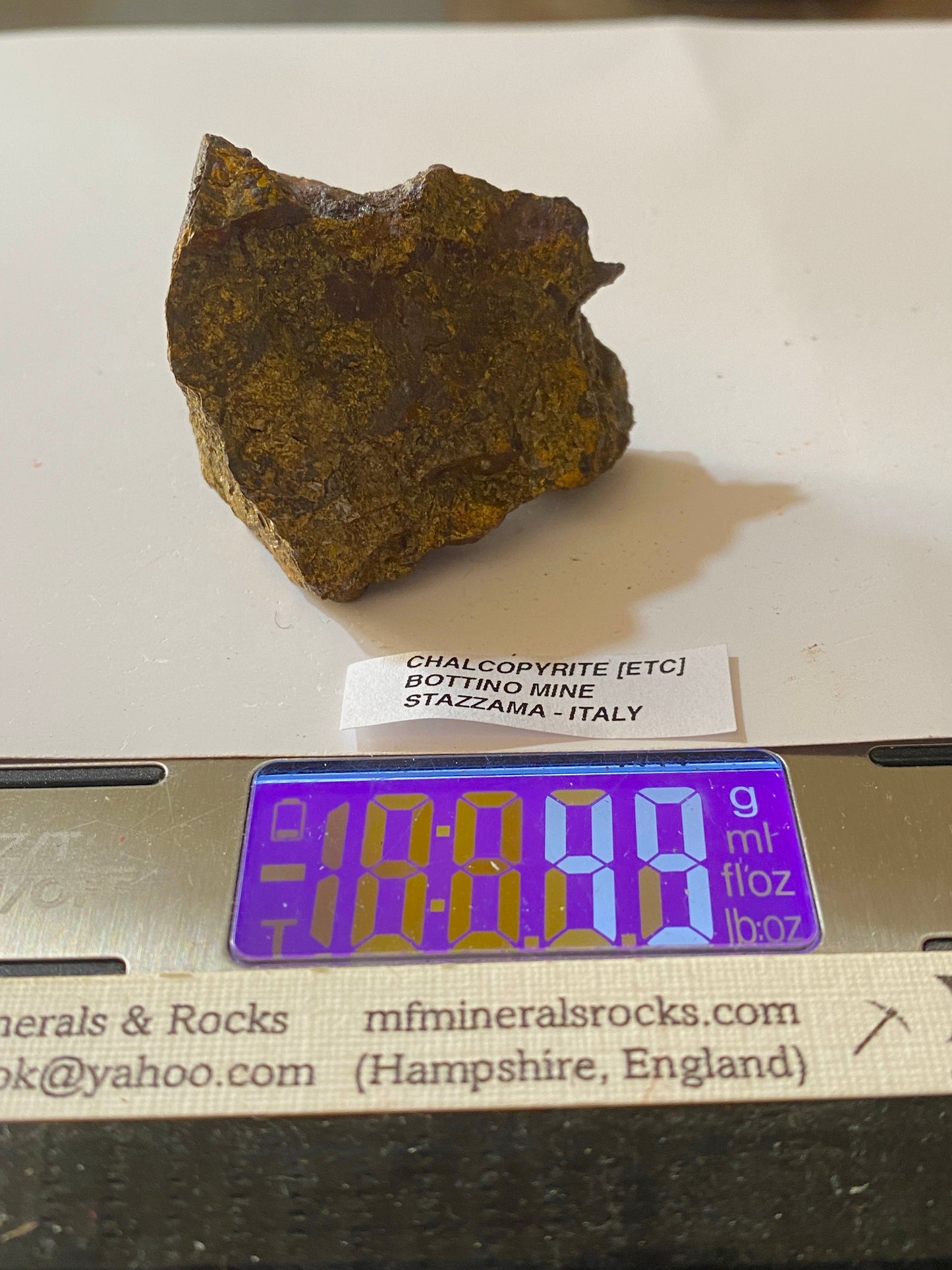 CHALCOPYRITE : BOTTINO MINE, STAZZEMA, TUSCANY, ITALY  49g MF5158