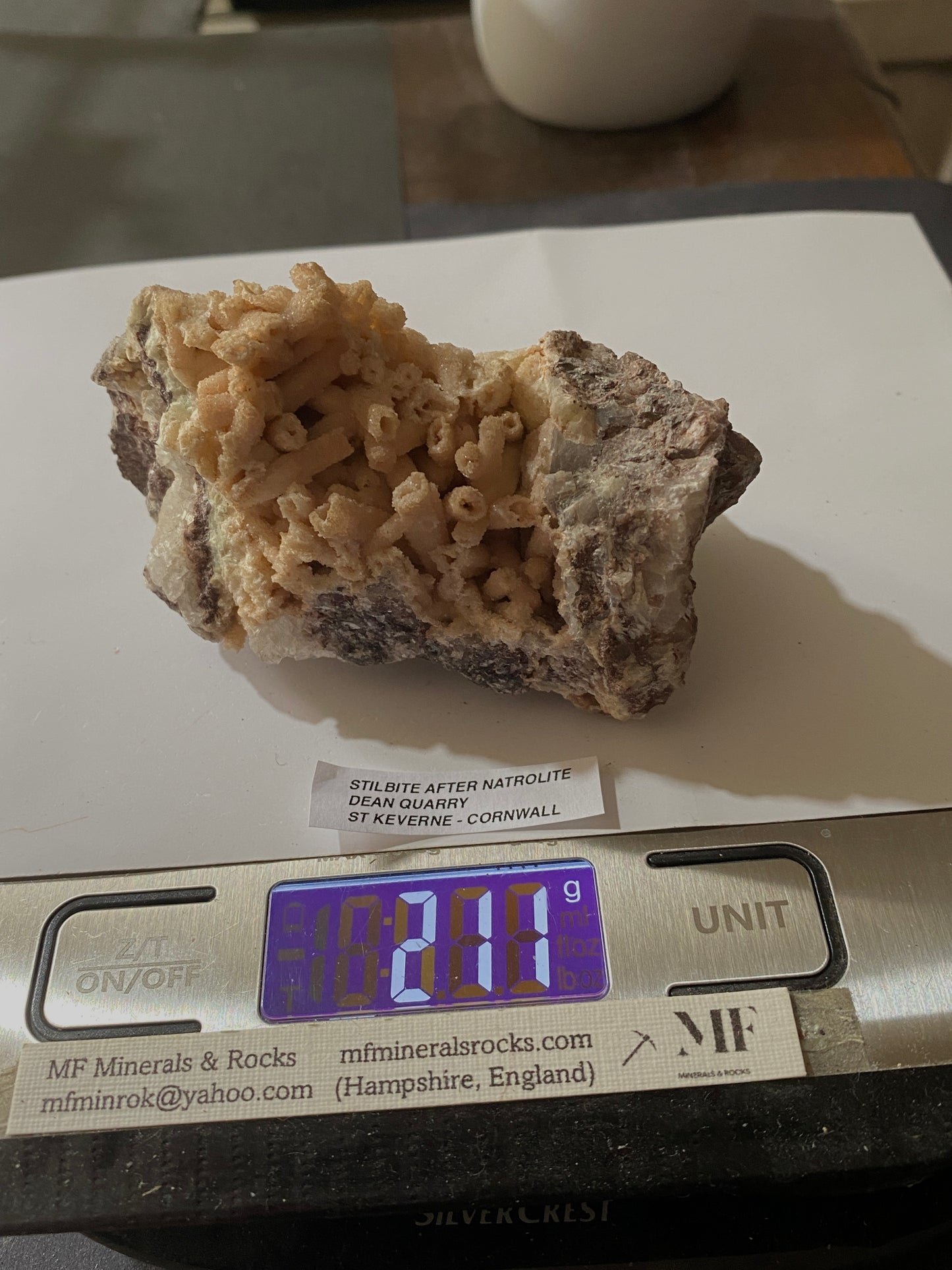 STILBITE AFTER NATROLITE RARE SPECIMEN FROM DEAN QUARRY, CORNWALL  211g MF5159