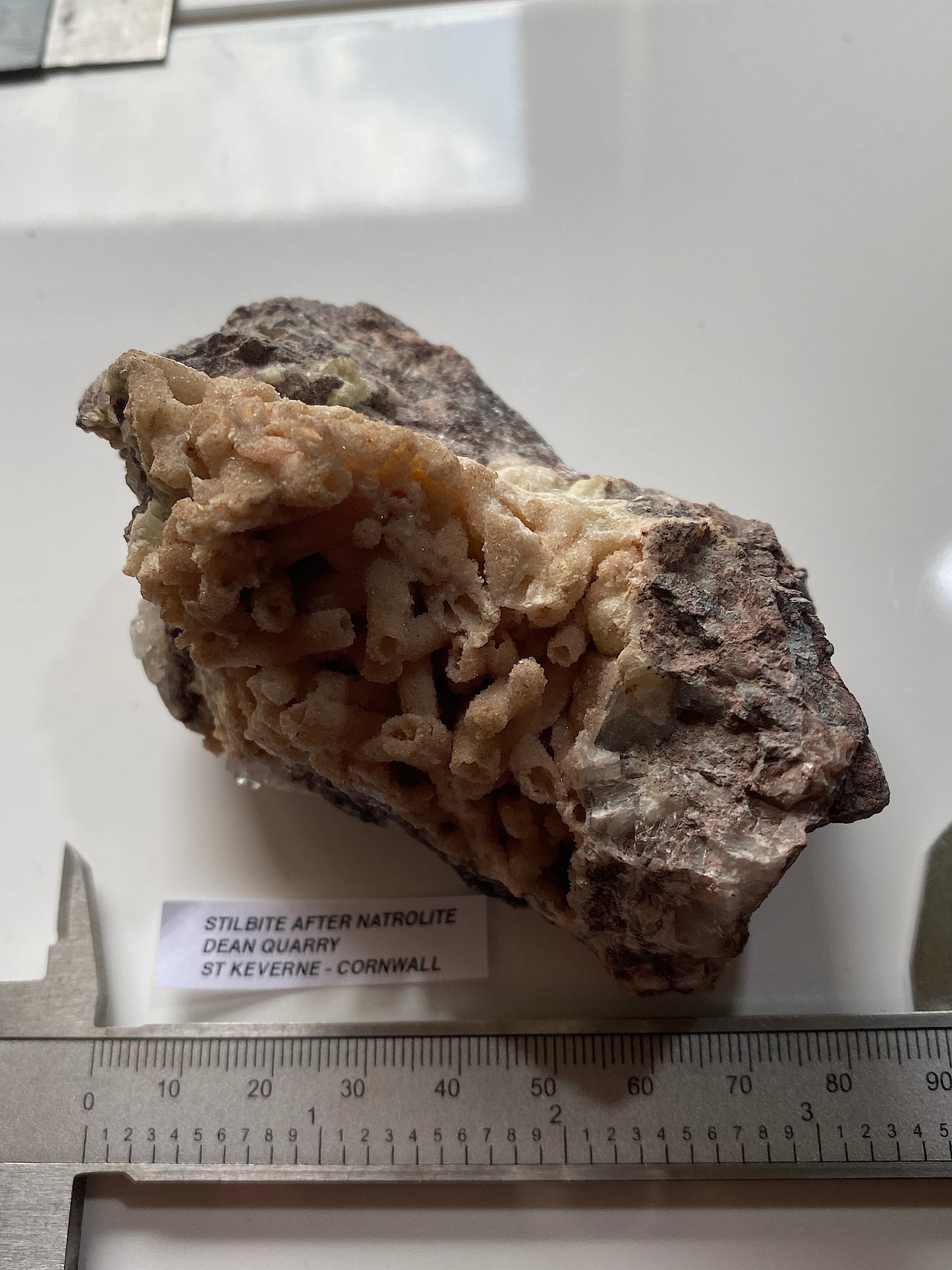 STILBITE AFTER NATROLITE RARE SPECIMEN FROM DEAN QUARRY, CORNWALL  211g MF5159
