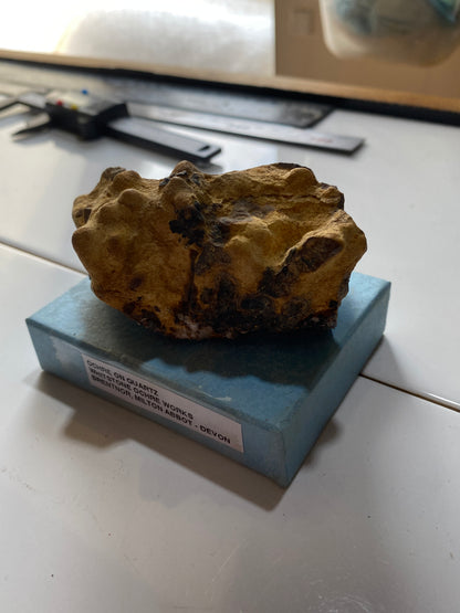 OCHRE ON QUARTZ UNUSUAL SPECIMEN : WHITSTONE OCHRE WORKS, DEVON 192g MF5160