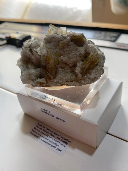 BARYTE ON CALCITE : PEAK HILL, SIDMOUTH, DEVON, ENGLAND 128g MF5163
