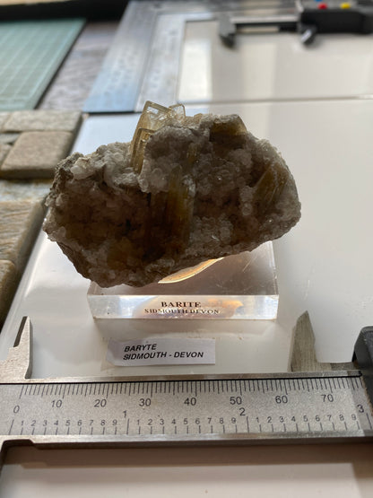 BARYTE ON CALCITE : PEAK HILL, SIDMOUTH, DEVON, ENGLAND 128g MF5163