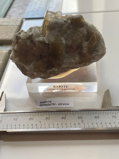BARYTE ON CALCITE : PEAK HILL, SIDMOUTH, DEVON, ENGLAND 128g MF5163