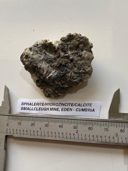 SPHALERITE/HYDROZINCITE/CALCITE ETC : SMALLCLEUGH MINE, CUMBRIA 63g MF5166