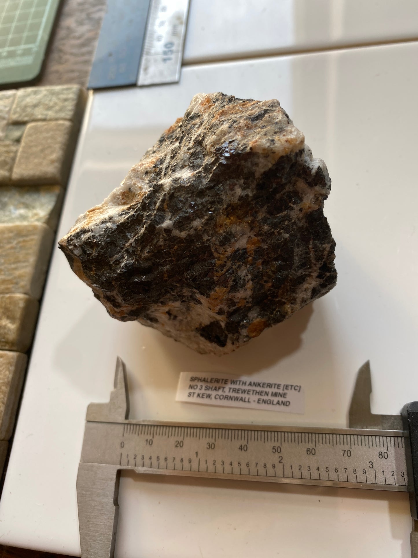 SPHALERITE WITH ANKERITE : NO 3 SHAFT, TREWETHEN MINE, ST KEW, CORNWALL 461g MF5168
