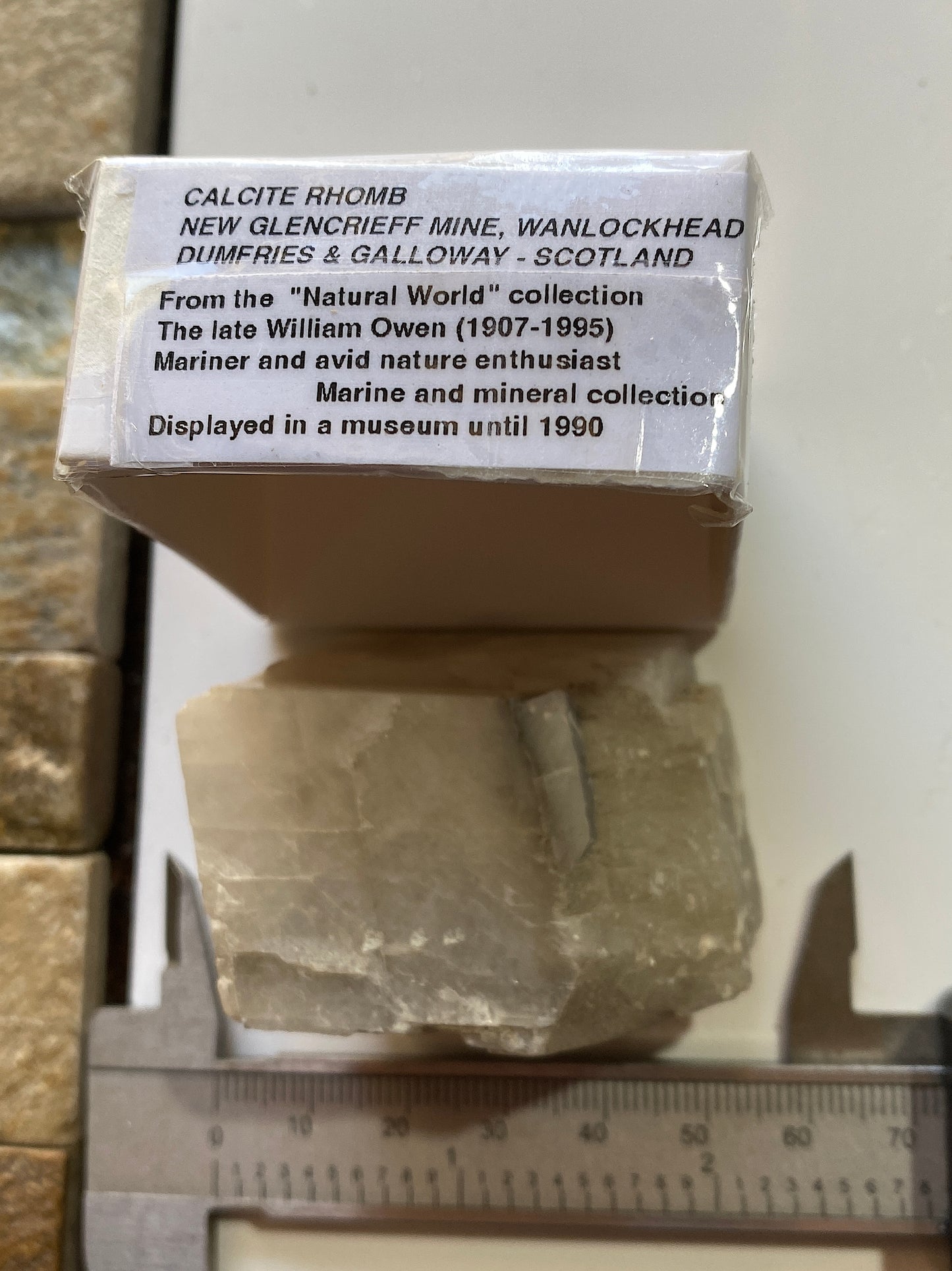 CALCITE RHOMB : NEW GLENCRIEFF MINE, WANLOCKHEAD, DUMFRIES & GALLOWAY, SCOTLAND  97g MF5169