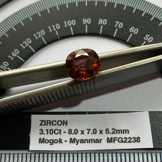 ZIRCON  RARE NATURAL MINED GEMSTONE - MOGOK, MYANMAR [BURMA]  3.10Ct  MFG2238