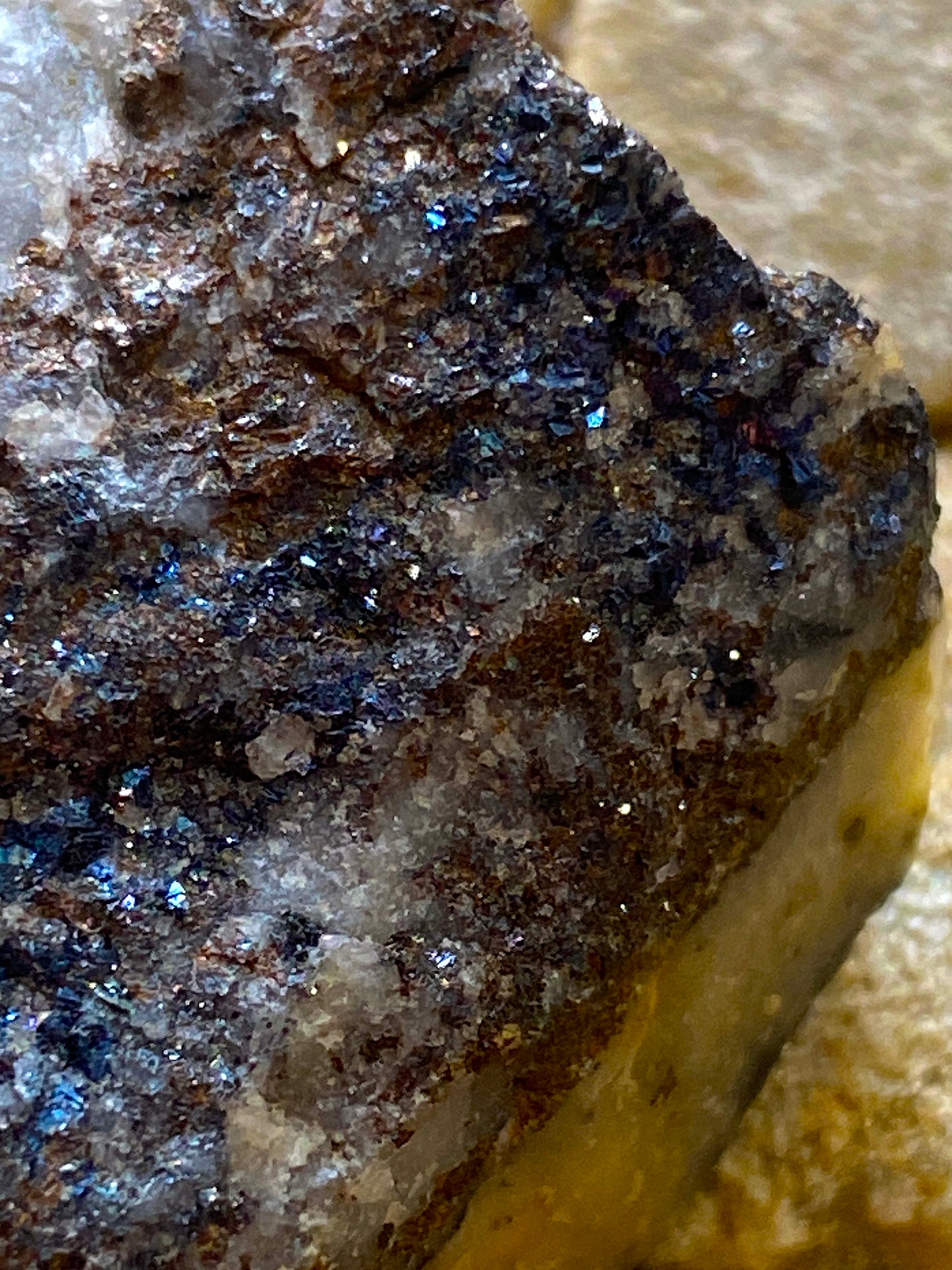 IRIDESCENT  CHALCOPYRITE [ETC] : ASHLEY MINE, ONTARIO, CANADA  171g MF517§