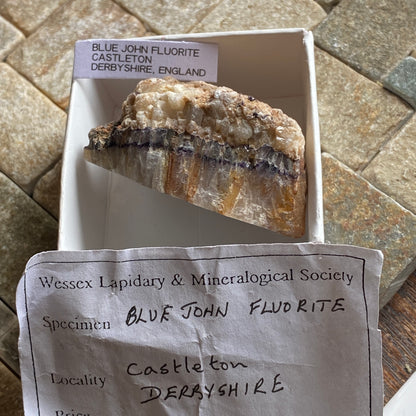 BLUE JOHN FLUORITE - CASTLETON, DERBYSHIRE, ENGLAND 65g MF1953