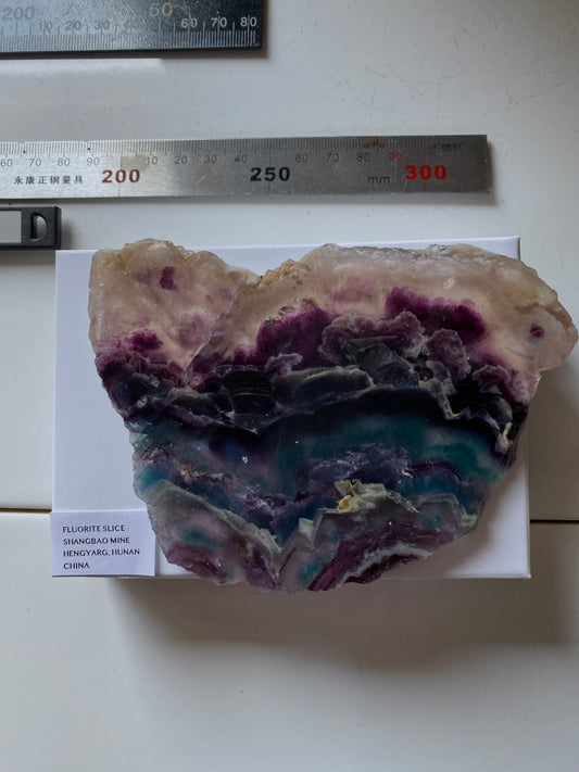 FLUORITE SLICE [POLISHED] : SHANGBAO MINE, HENGYARG, HUNAN, CHINA  193g MF5176