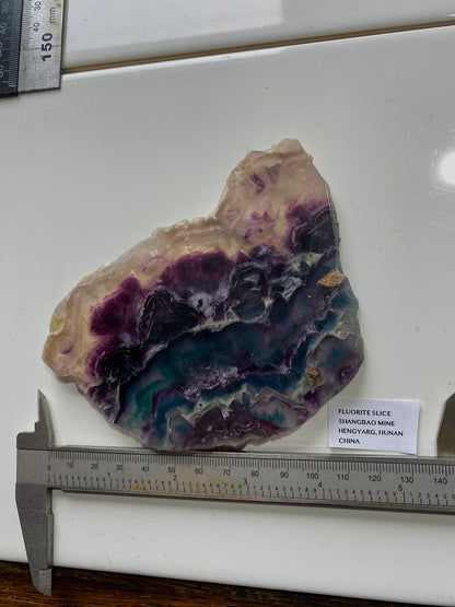 FLUORITE SLICE [POLISHED] : SHANGBAO MINE, HENGYARG, HUNAN, CHINA  193g MF5176