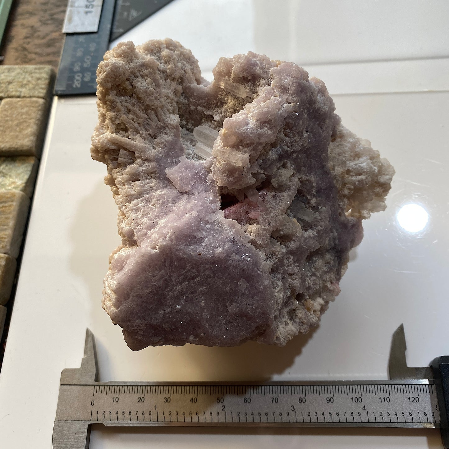 ELBAITE/QUARTZ/MICROCLINE ETC INTRIGUING SPECIMEN : PYINGYI TAUNG, MYANMAR 727g MF4532