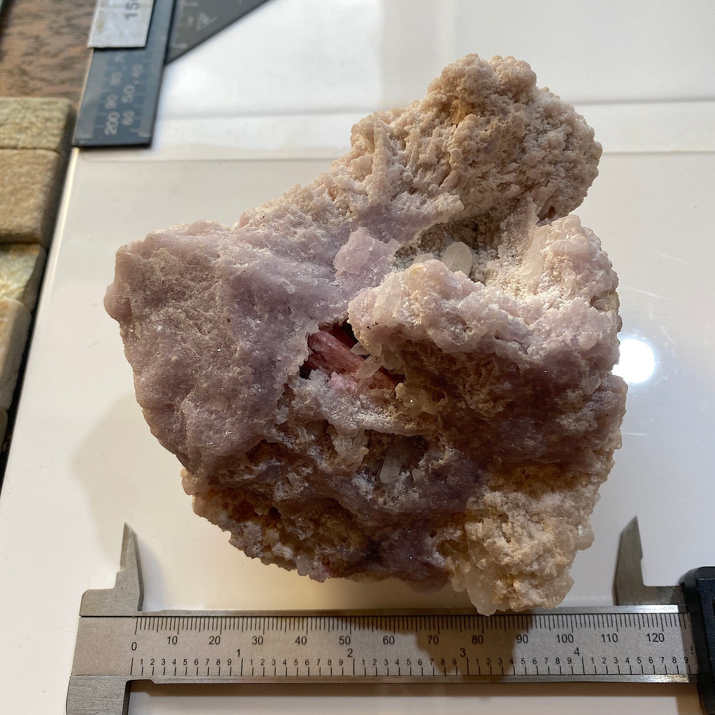 ELBAITE/QUARTZ/MICROCLINE ETC INTRIGUING SPECIMEN : PYINGYI TAUNG, MYANMAR 727g MF4532