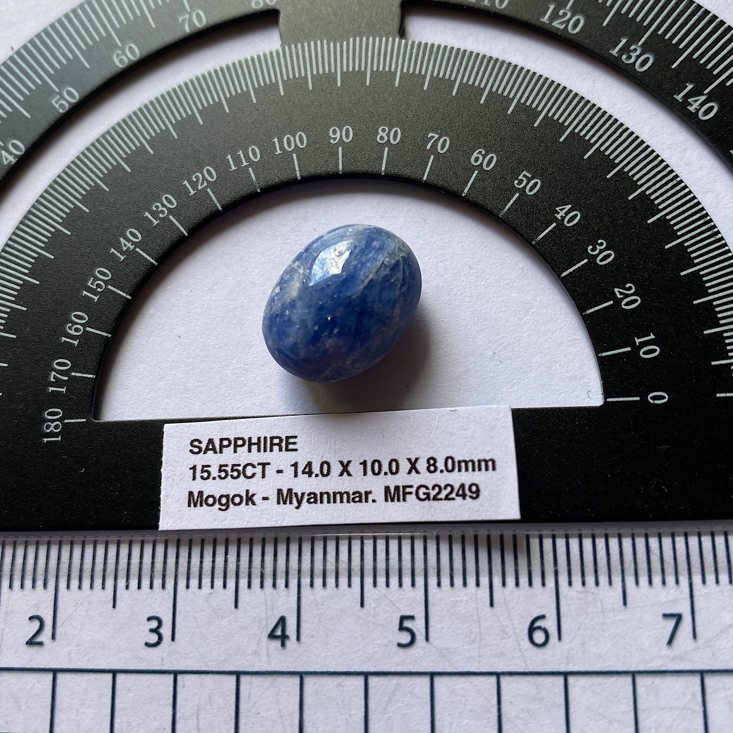 SAPPHIRE CORUNDUM  GEMSTONE - MOGOK, PWIN-Oo-LWIN, MANDALAY, MYANMAR 15.55Ct MFG2249