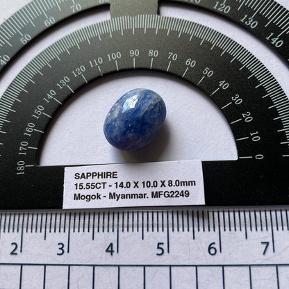 SAPPHIRE CORUNDUM  GEMSTONE - MOGOK, PWIN-Oo-LWIN, MANDALAY, MYANMAR 15.55Ct MFG2249