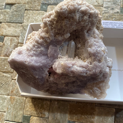 ELBAITE/QUARTZ/MICROCLINE ETC INTRIGUING SPECIMEN : PYINGYI TAUNG, MYANMAR 727g MF4532