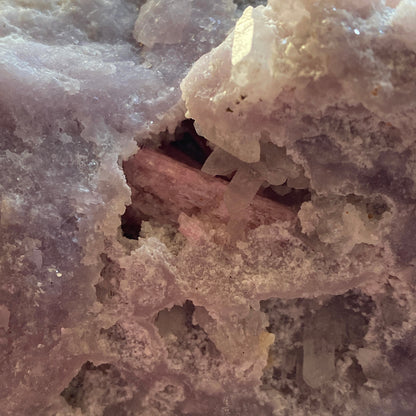 ELBAITE/QUARTZ/MICROCLINE ETC INTRIGUING SPECIMEN : PYINGYI TAUNG, MYANMAR 727g MF4532