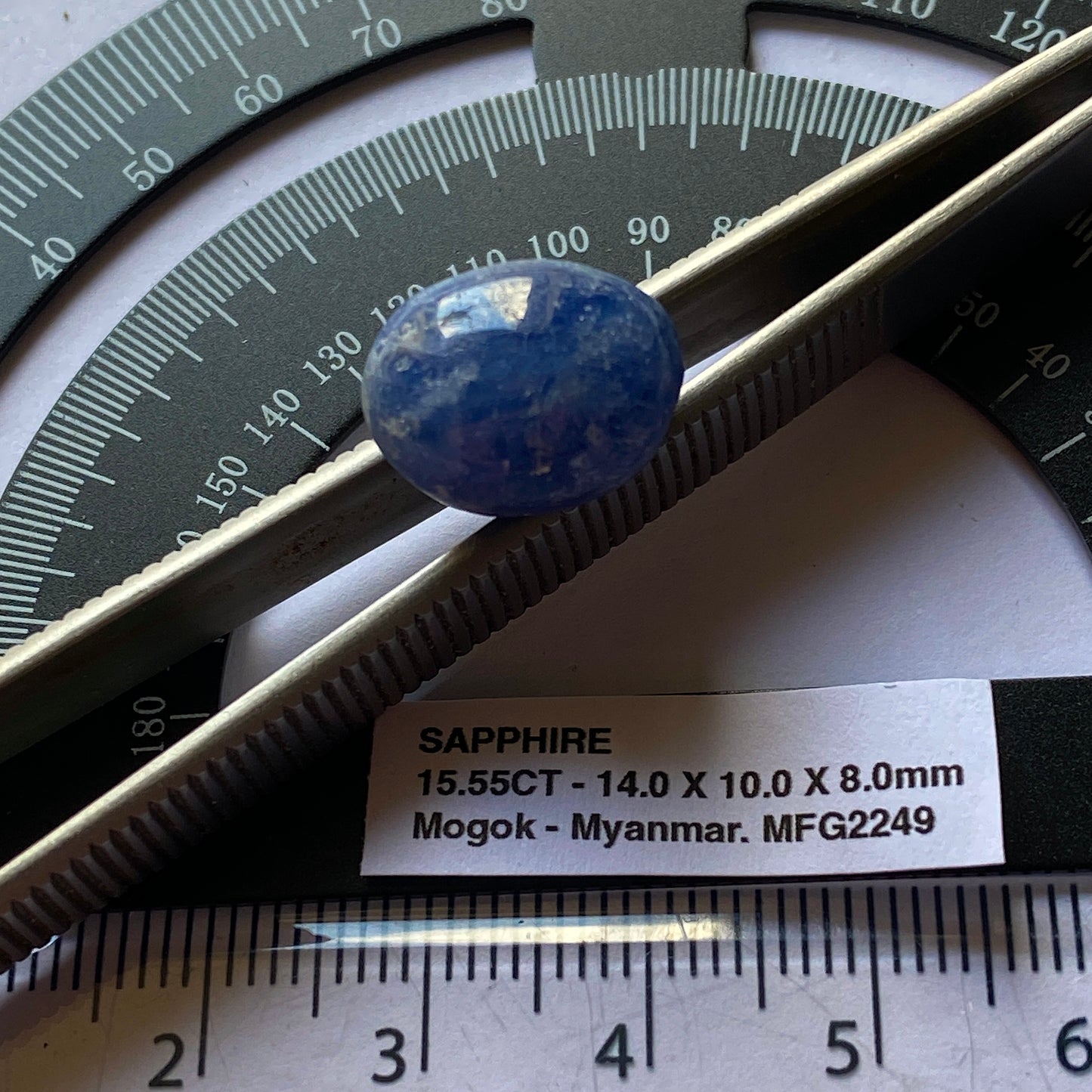 SAPPHIRE CORUNDUM  GEMSTONE - MOGOK, PWIN-Oo-LWIN, MANDALAY, MYANMAR 15.55Ct MFG2249