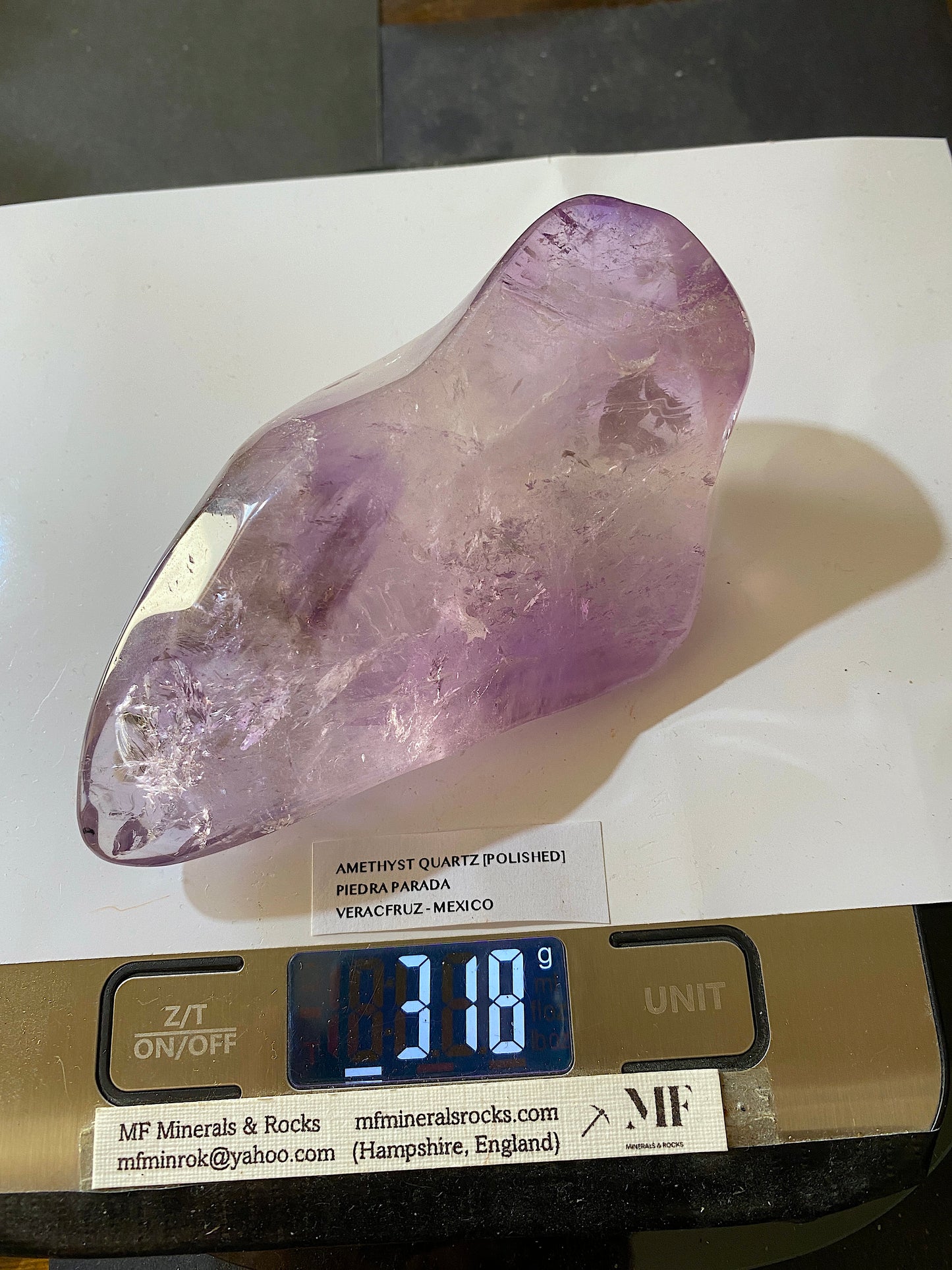 AMETHYST QUARTZ LARGE POLISHED SPECIMEN : PIEDRA PARADA, MEXICO  319g MF5178