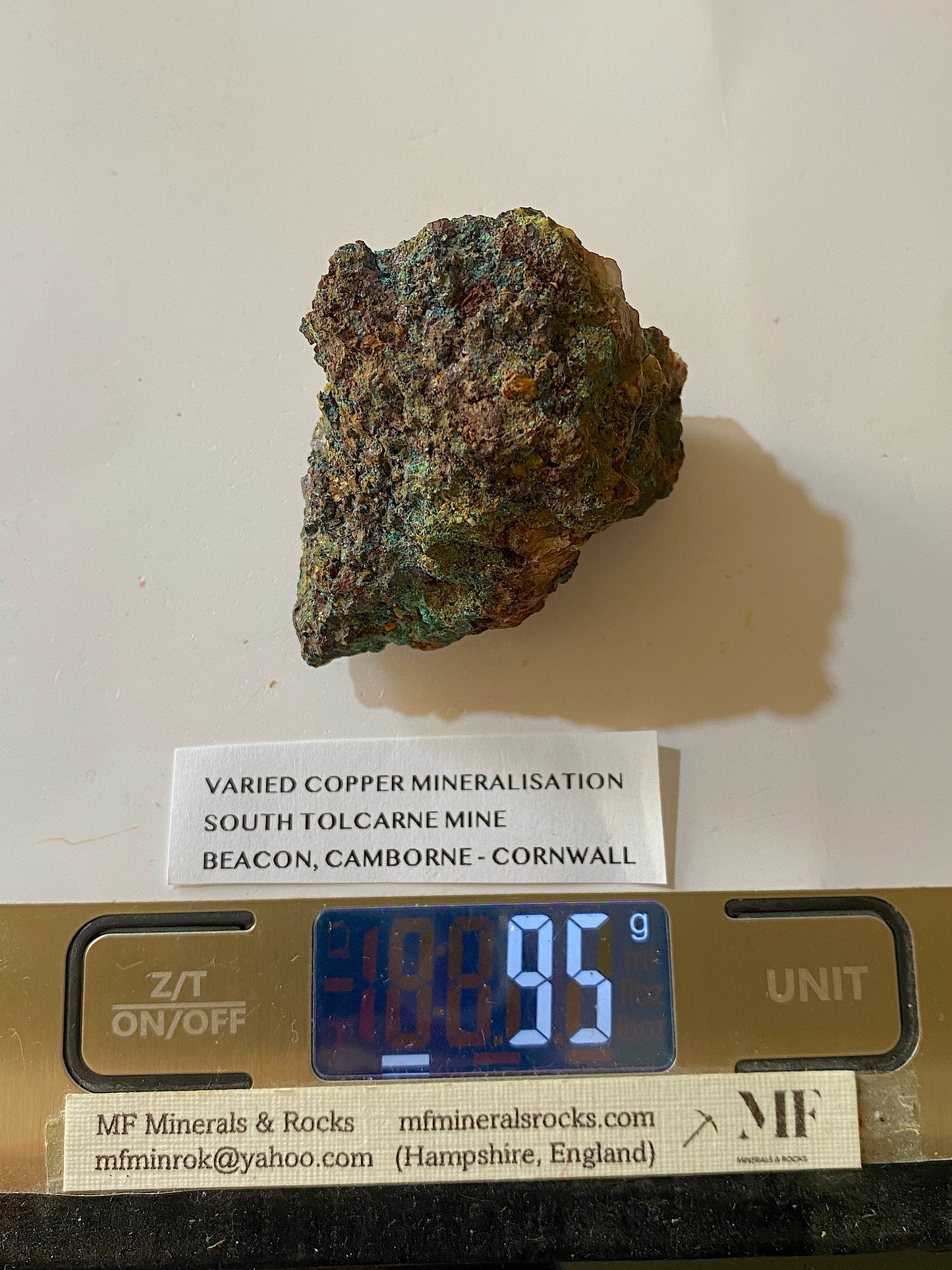 COPPER MINERALISATION : SOUTH TOLCARNE MINE, CAMBORNE, CORNWALL  95g MF5179
