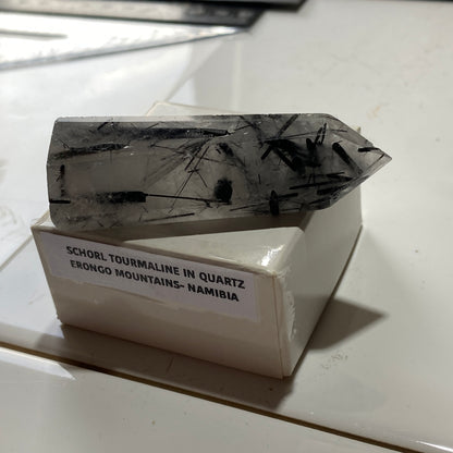 SCHORL TOURMALINE IN QUARTZ : ERONGO MOUNTAINS, NAMIBIA  34g MF4537
