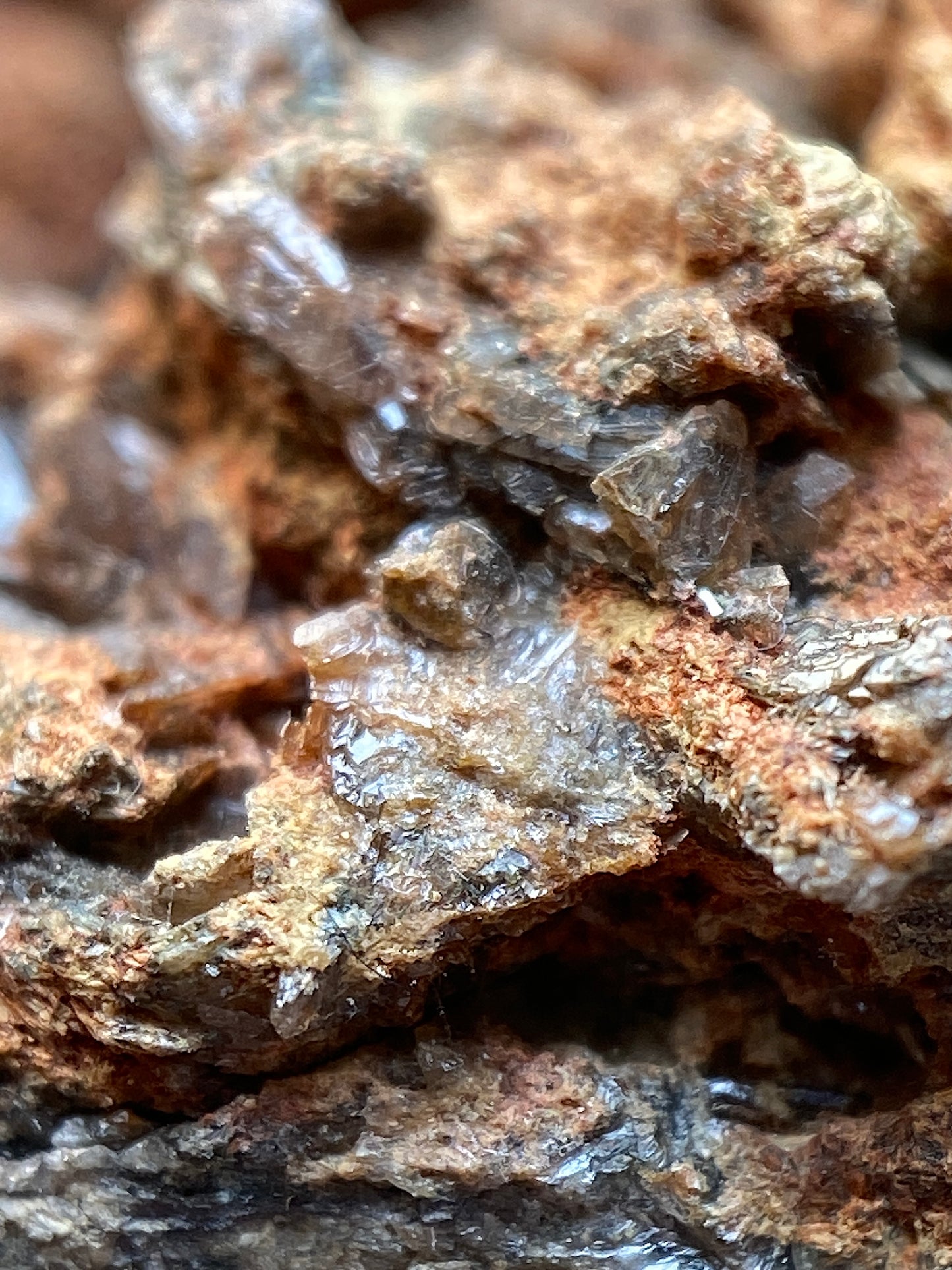 AXINITE [ETC] ON MATRIX : TRIAL SHAFT, ST PIRAN'S CROSS, PENHALE SANDS, CORNWALL  MF5181