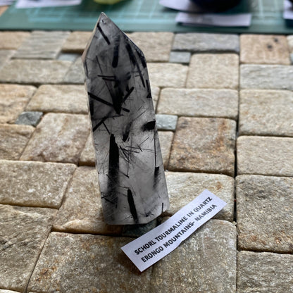 SCHORL TOURMALINE IN QUARTZ : ERONGO MOUNTAINS, NAMIBIA  34g MF4537