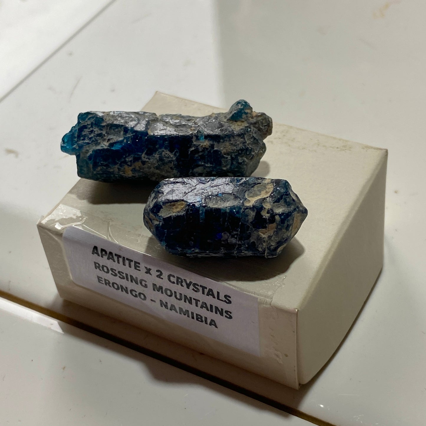 APATITE x 2 SPECIMENS : ROSSING MOUNTAINS, ERONGO, NAMIBIA 14g MF4538
