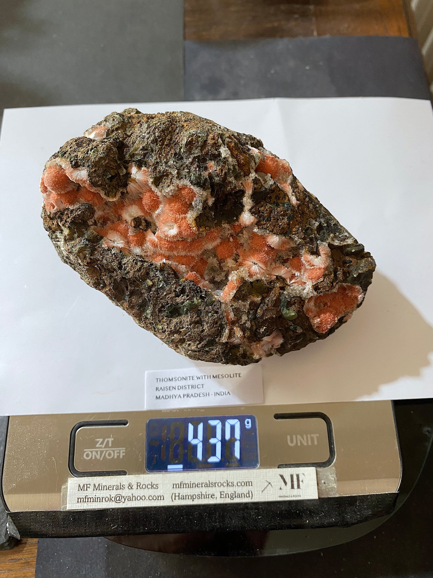 THOMSONITE WITH MESOLITE IMPRESSIVE SPECIMEN : RAISEN, MADHYA PRADESH, INDIA 437g MF5182