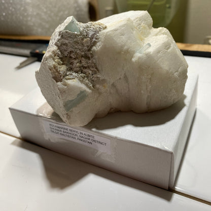 AQUAMARINE BERYL IN ALBITE - CHUMAR BAKHOOR, NAGAR DISTRICT, GILGIT-BALTISTAN, PAKISTAN