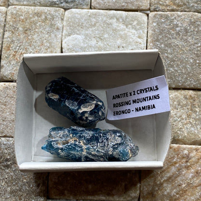 APATITE x 2 SPECIMENS : ROSSING MOUNTAINS, ERONGO, NAMIBIA 14g MF4538
