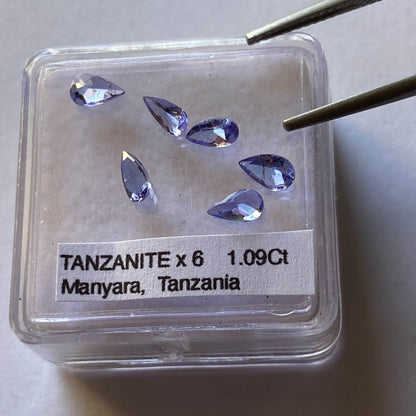 TANZANITE NATURAL GEMSTONES x 6 - MERALANI HILLS, TANZANIA 1.09Ct MFG5337