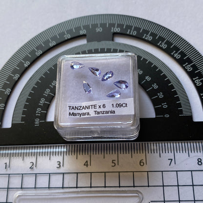 TANZANITE NATURAL GEMSTONES x 6 - MERALANI HILLS, TANZANIA 1.09Ct MFG5337
