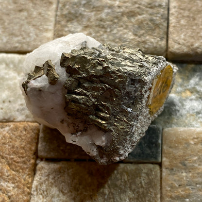 CHALCOPYRITE ON QUARTZ : HERODSFOOT MINE, CORNWALL, ENGLAND 45g MF4547