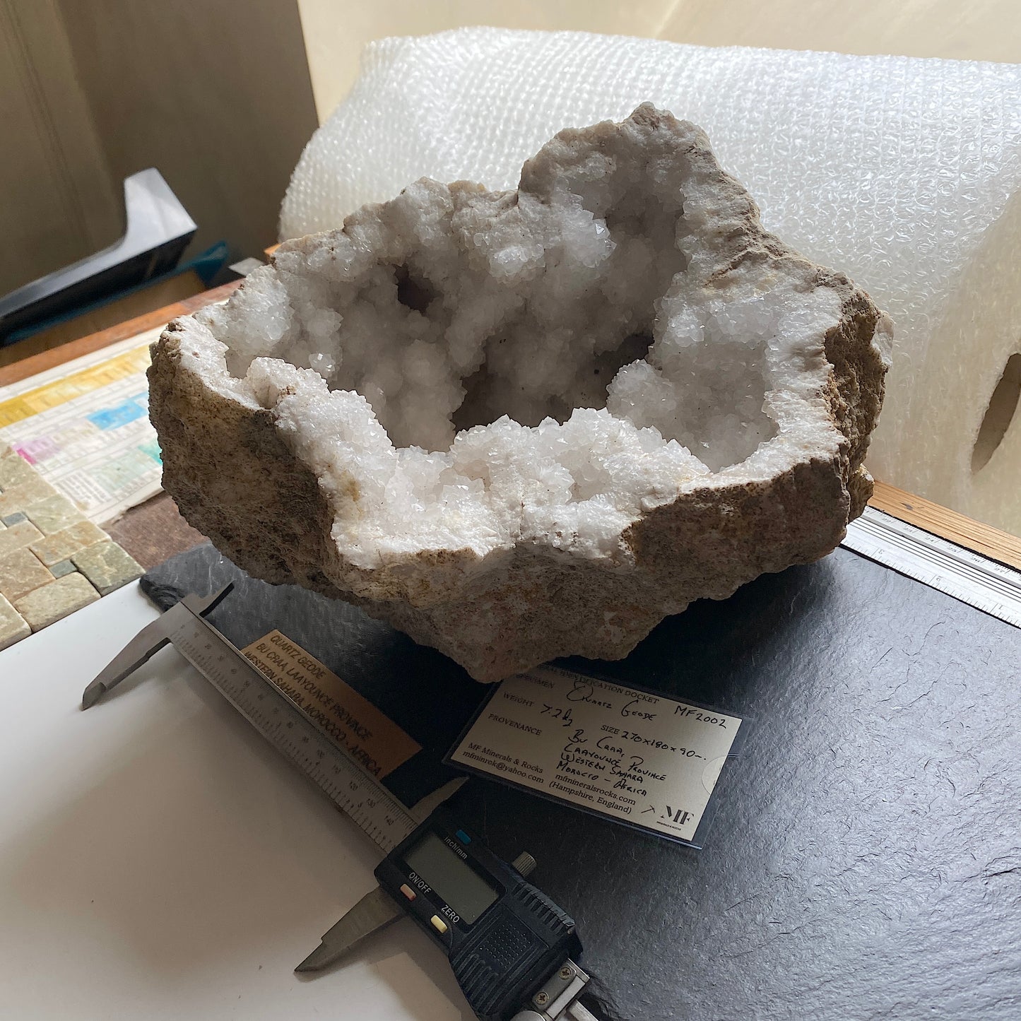 QUARTZ GEODE WONDERFUL MASSIVE PIECE FROM BU CRAA, MOROCCO 7.2kg MF2002