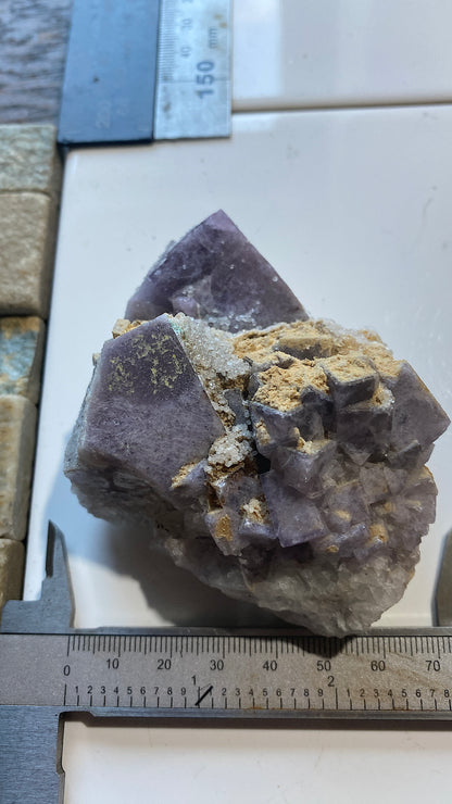 FLUORITE WITH MINOR CHALCOPYRITE : BLACKDENE MINE, IRESHOPESBURN, COUNTY DURHAM, ENGLAND 234g MF5190