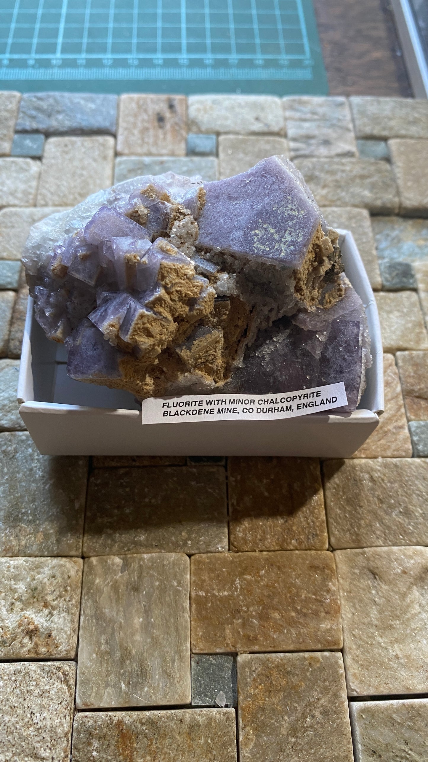 FLUORITE WITH MINOR CHALCOPYRITE : BLACKDENE MINE, IRESHOPESBURN, COUNTY DURHAM, ENGLAND 234g MF5190