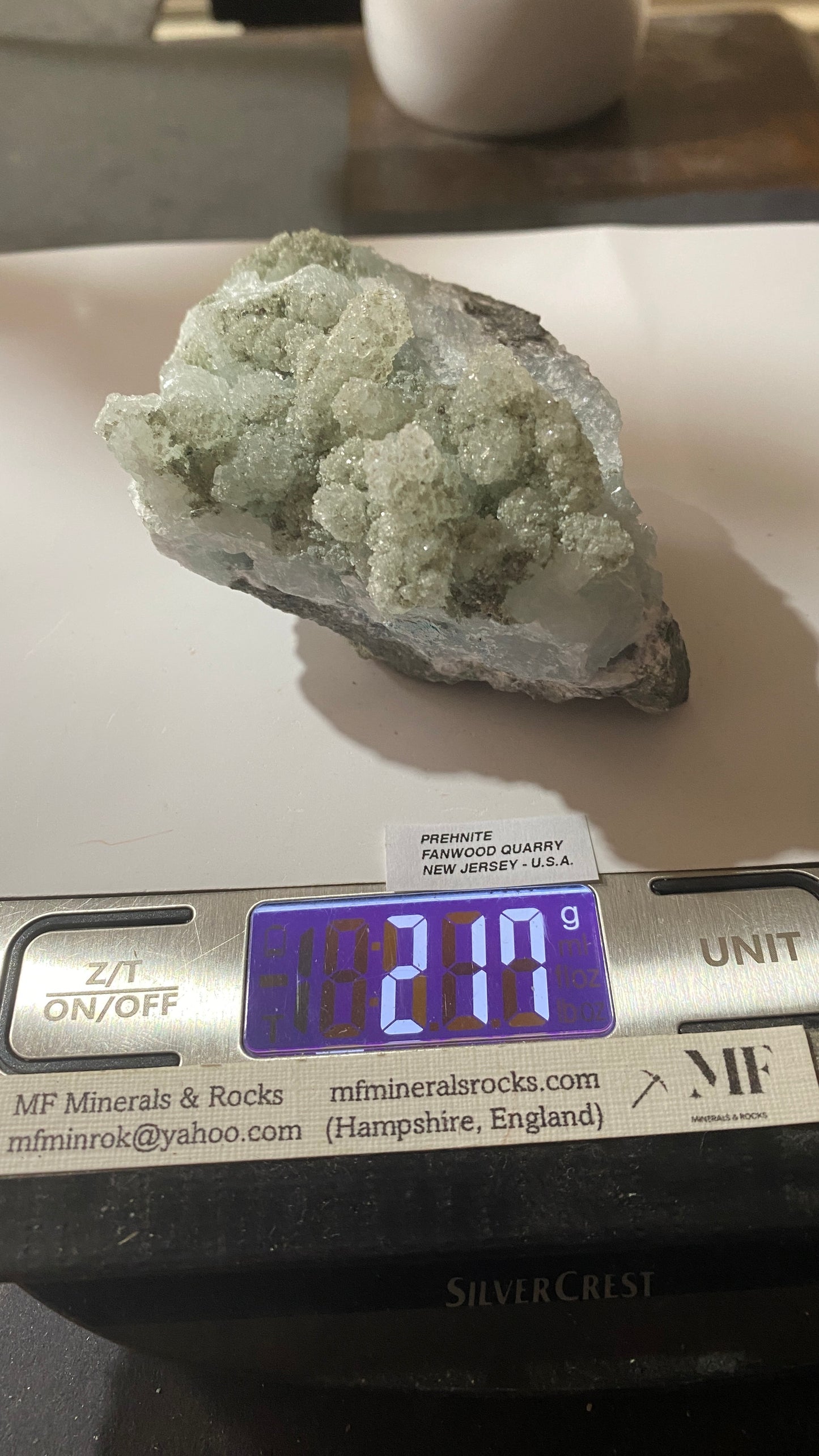 PREHNITE : FANWOOD QUARRY, WACHUNG, SOMERSET COUNTY, NEW JERSEY, U.S.A. 217g MF5191