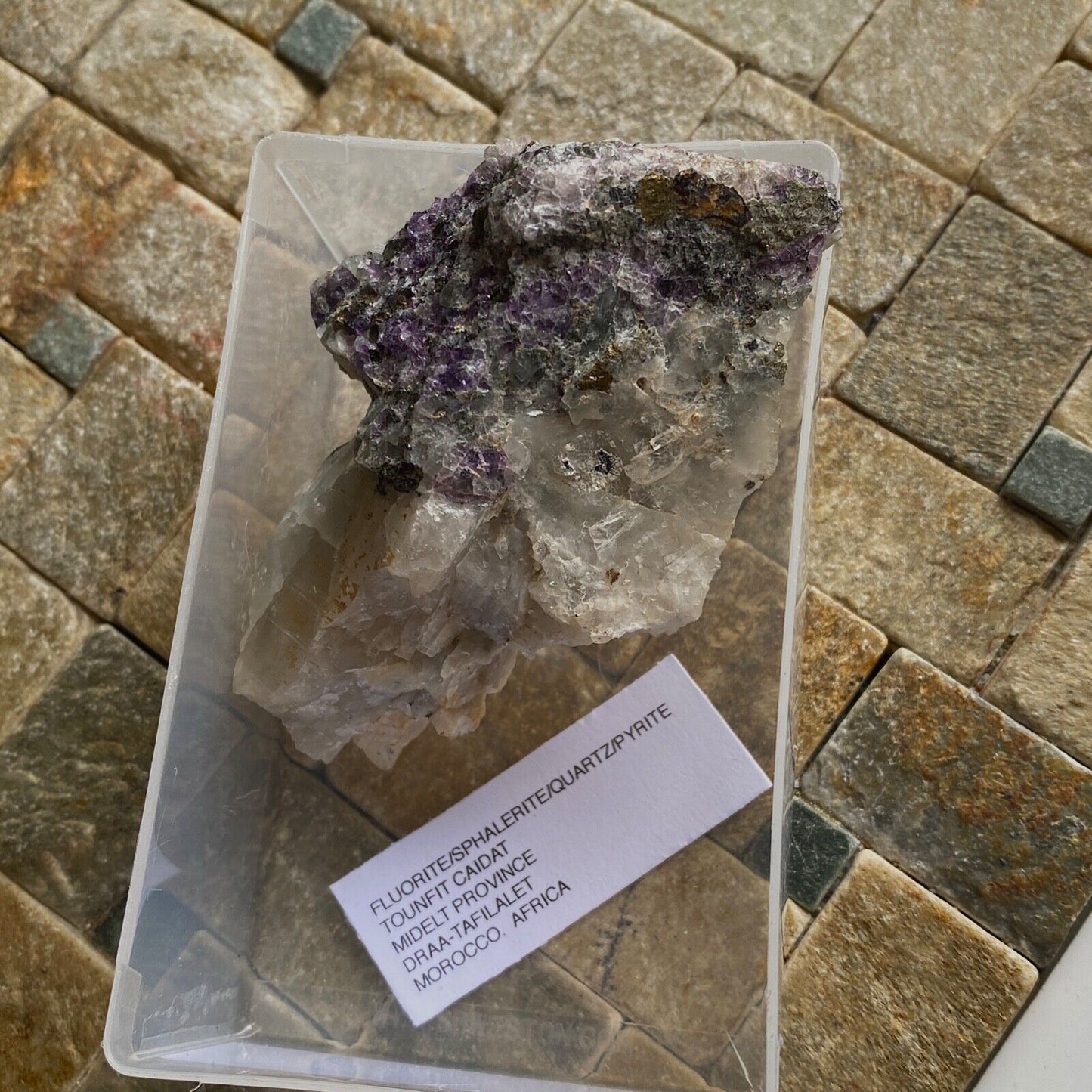 FLUORITE/QUARTZ/PYRITE ETC FROM TOUNFIT CAIDAT, MOROCCO 112g MF1329