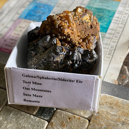 GALENA WITH SIDERITE [ETC] FROM TURT MINE, ROMANIA HEAVY 282g MF1002