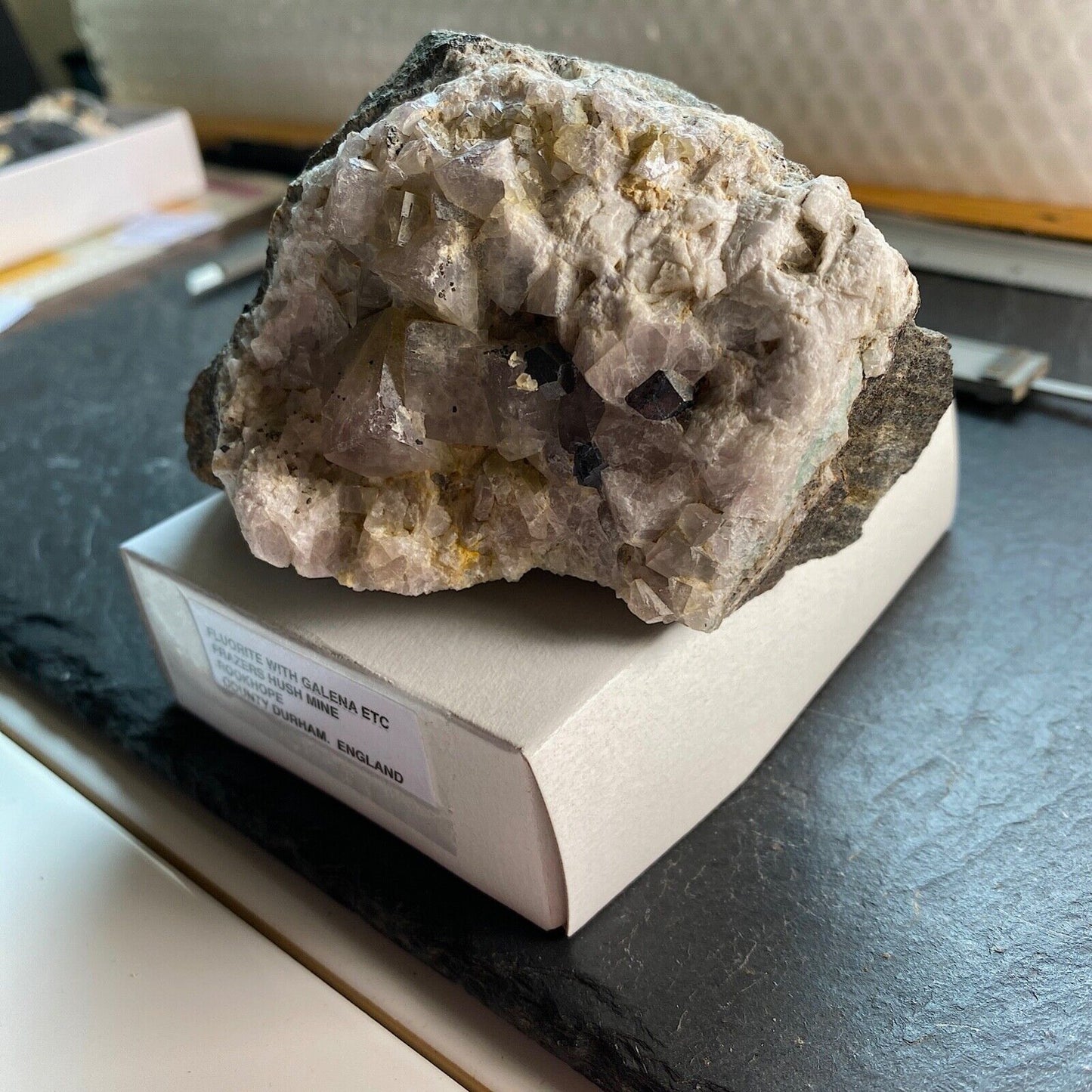 FLUORITE (WITH GALENA/PYRITE ETC) FROM FRAZERS HUSH MINE 465g MF1307