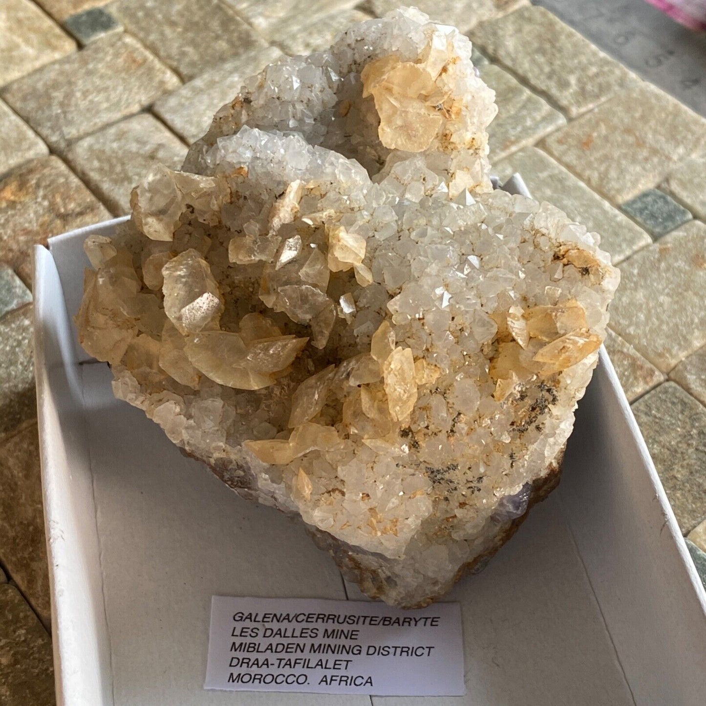 GALENA/CERRUSITE/BARYTE FROM LES DALLES MINE, MOROCCO HEAVY 622g MF1317