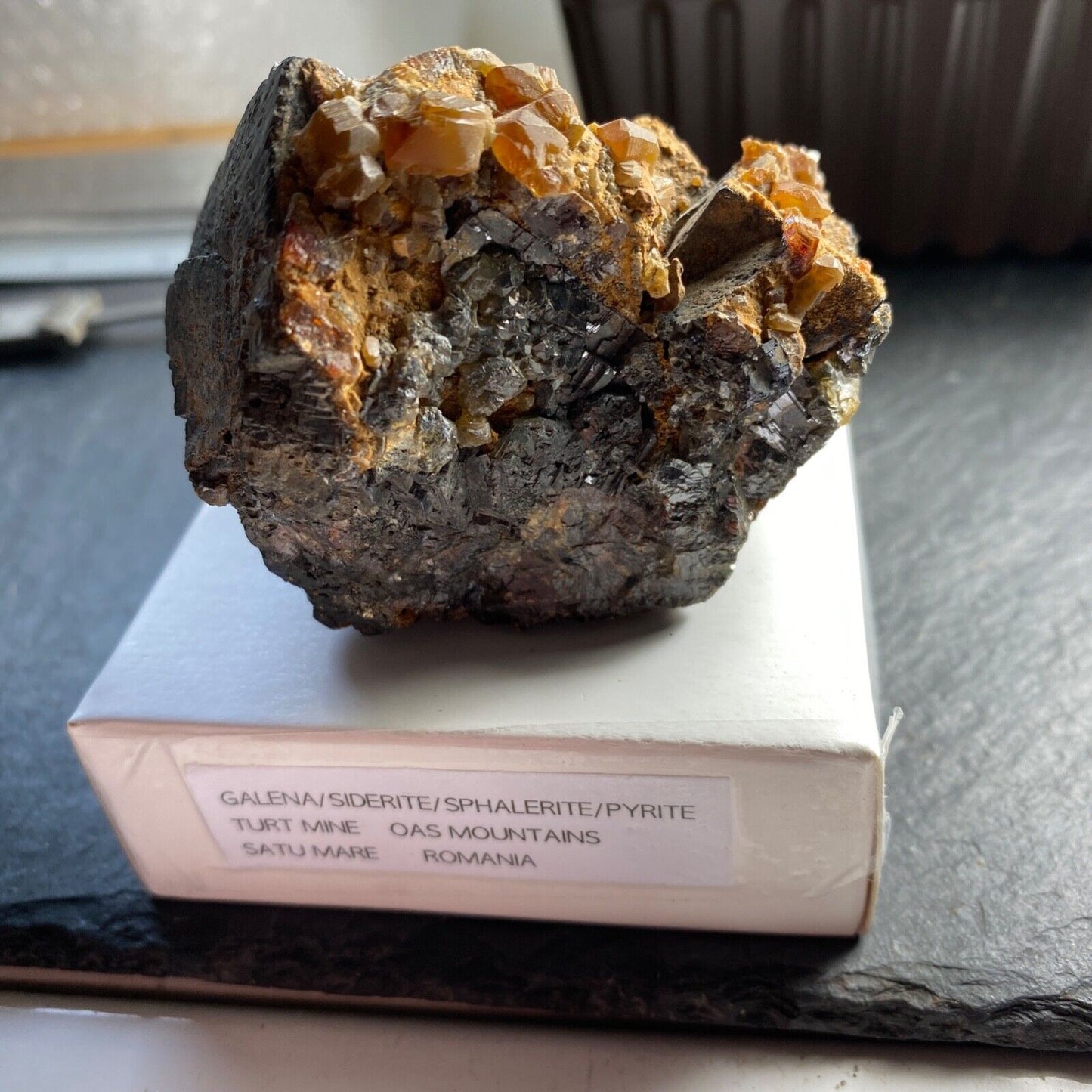 GALÈNE/SIDERITE/SPHALERITE/PYRITE ÉCHANTILLON IMPRESSIONNANT DE ROUMANIE 454g MF1150