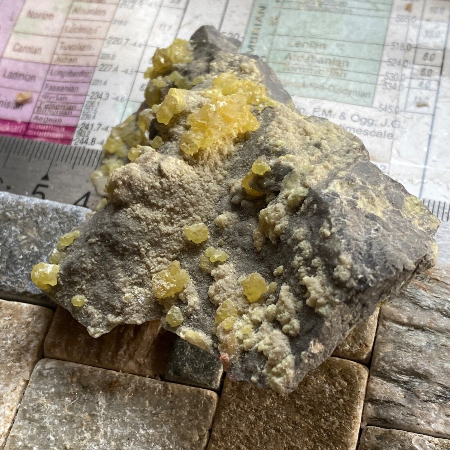 SULPHUR CRYSTALLISATION ON CELESTINE FROM SICILY 117g MF619