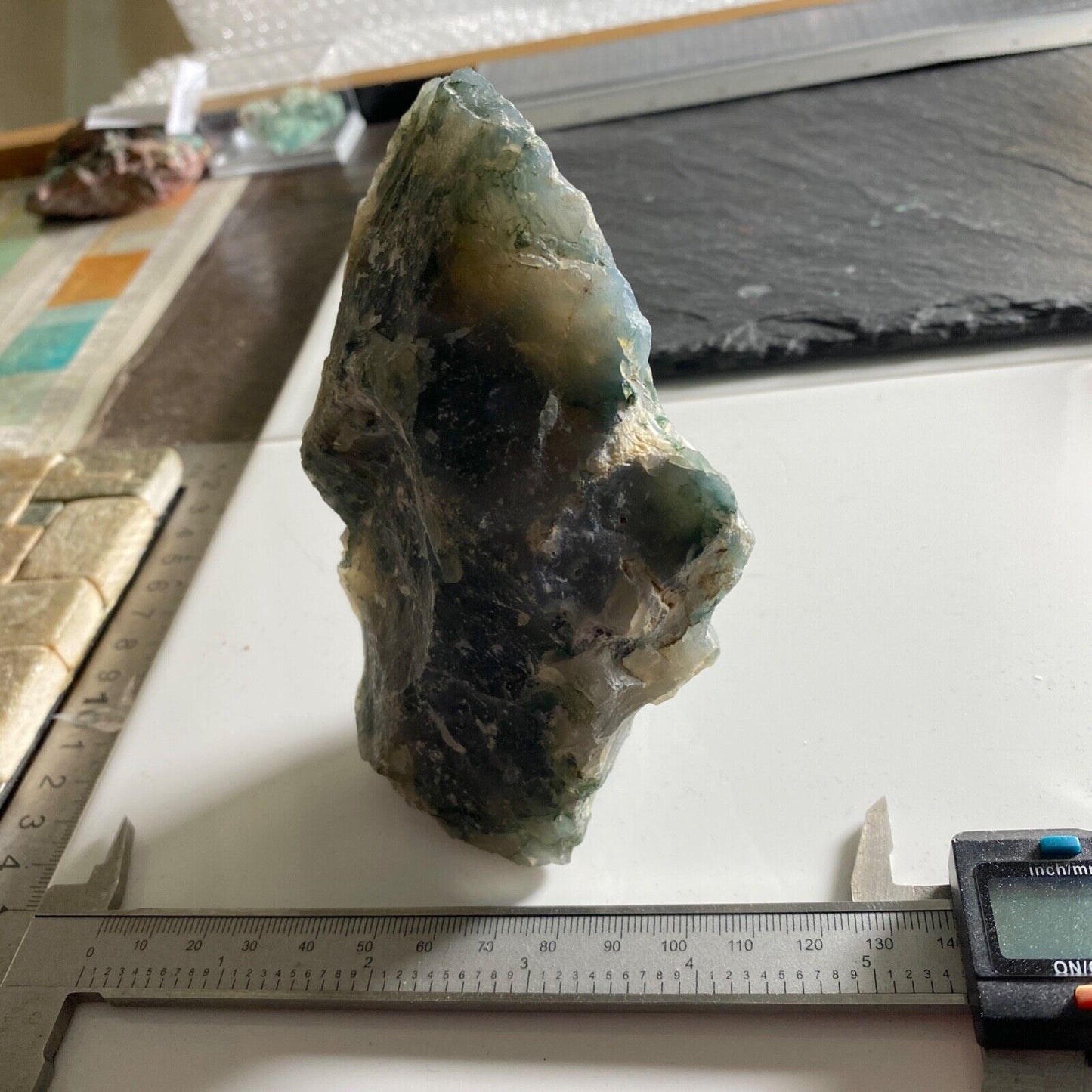 GREEN AGATE WITH QUARTZ FROM MORBI, INDIA LARGE 553g MF895