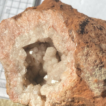 QUARTZ WITH GOETHITE IN CALCITE GEODE FROM SOMERSET 410g MF6145