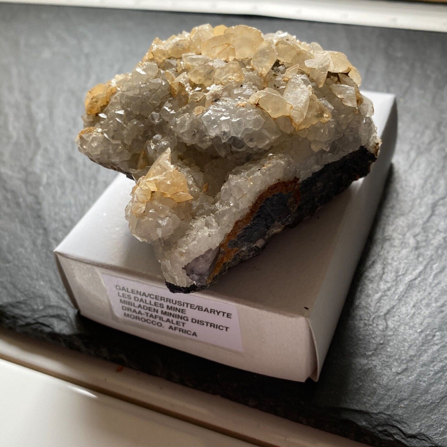 GALENA/CERRUSITE/BARYTE FROM LES DALLES MINE, MOROCCO HEAVY 622g MF1317