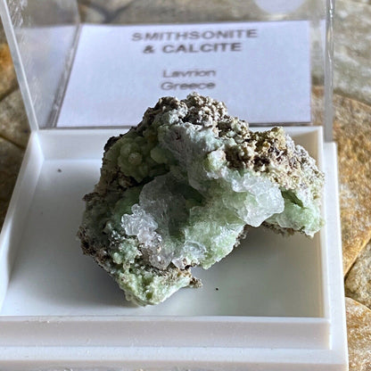 SMITHSONITE & CALCITE FROM KM3 MINE, GREECE 9g MF6997